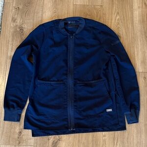 Figs Deep Blue Zip-Up Scrub Jacket